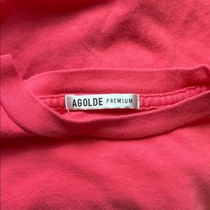Agolde high neck pink tee shirt